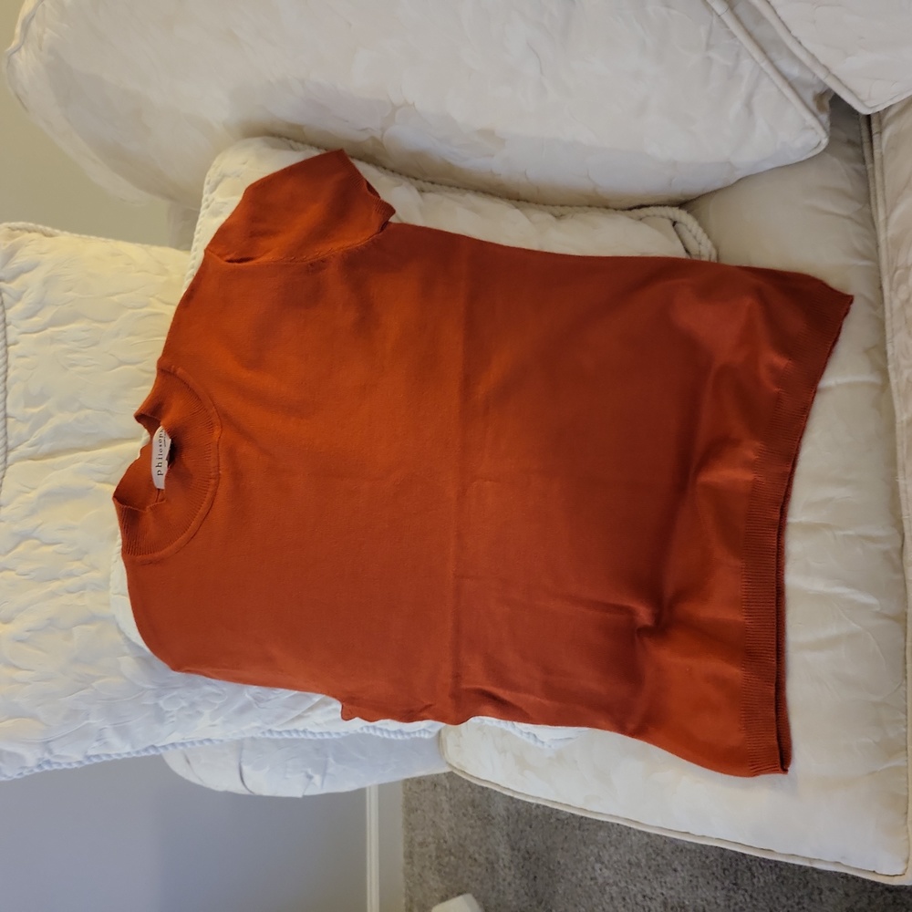 Short sleve rust color turtleneck sweater. Philosophy small